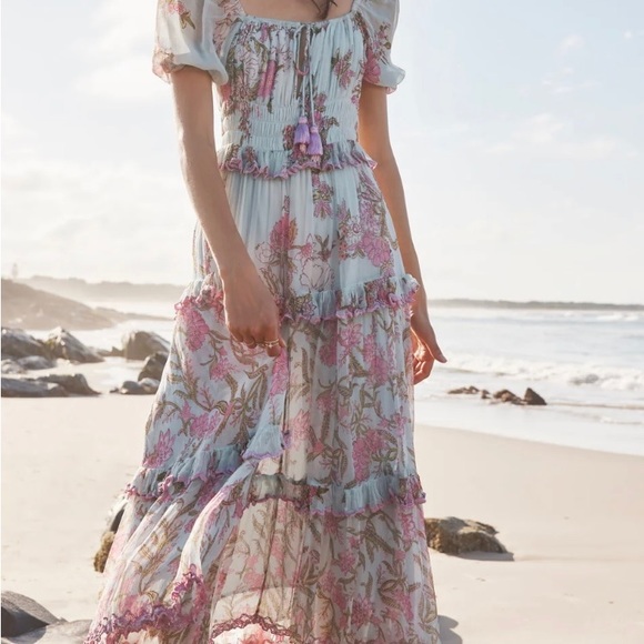 Hemant & Nandita Asia Midi Dress - Powder Blue SIZE M - Picture 3 of 8